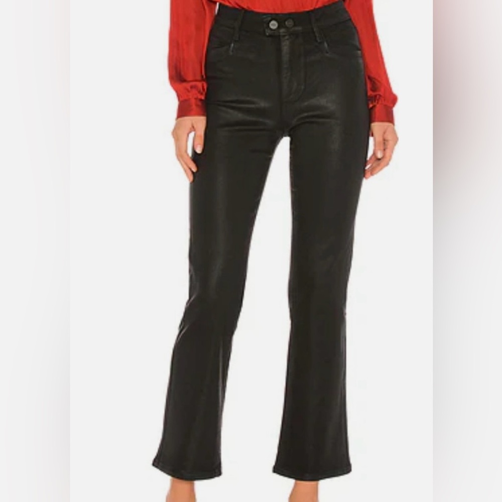 PAIGE Black Coated Cropped Flare (Claudine) Jeans - Size 26